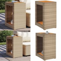 Garten-Beistelltisch mit Holzplatte Beige Poly Rattan - Gartentisch - Esszimmertisch - Balkontisch - Terrassenmöbel - Gartenmöbelset - Home & Living Garten-Beistelltisch mit Holzplatte Beige Poly Rattan - Gartentisch - Esszimmertisch - Balkontisch - Terrassenmöbel - Gartenmöbelset - Home & Living von VIDAXL