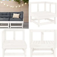 Garten-Ecksofa Weiß Massivholz Kiefer - Gartensofa - Eckbank - Holzmöbel - Gartenmöbel - Lounge Set - Home & Living von VIDAXL