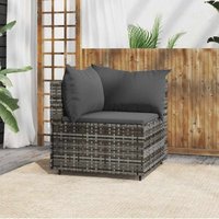 Garten-Ecksofa mit Kissen Grau Poly Rattan - Vidaxl von VIDAXL