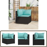 Garten-Ecksofa mit Kissen Schwarz Poly Rattan - Gartensofa - Ecksofa - Lounge Set - Outdoor Möbel - Gartenmöbeln von VIDAXL
