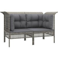 Vidaxl - Garten-Ecksofas mit Kissen 2 Stk. Grau Poly Rattan 324670 von VIDAXL