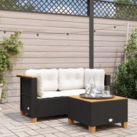 Vidaxl - Garten-Ecksofas mit Kissen 2 Stk. Schwarz Poly Rattan von VIDAXL