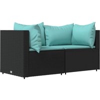 Garten-Ecksofas mit Kissen 2 Stk. Schwarz Poly Rattan Vidaxl von VIDAXL
