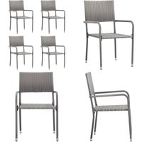 Vidaxl - Garten-Essstühle 4 Stk. Stapelbar Grau Polyrattan - Gartensessel - Gartenstühle - Outdoor Möbel - Balkonmöbel - Terrassentisch - Home & von VIDAXL