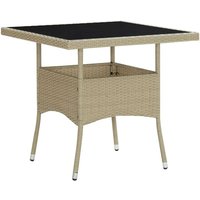 Garden Esstisch,Gartentisch Beige Poly Rattan und Glas vidaXL von BONNEVIE