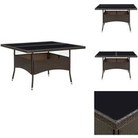 Garten-Esstisch Braun Poly Rattan und Glas - Gartentisch - Esstisch - Outdoor Möbel - Rattan Tisch - Glas Tischplatte Garten-Esstisch Braun Poly Rattan und Glas - Gartentisch - Esstisch - Outdoor Möbel - Rattan Tisch - Glas Tischplatte von VIDAXL