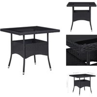 Garten-Esstisch Schwarz Poly Rattan und Glas - Gartentisch - Esstisch - Outdoor Möbel - Polyrattan Tisch - Gartenmöbel Garten-Esstisch Schwarz Poly Rattan und Glas - Gartentisch - Esstisch - Outdoor Möbel - Polyrattan Tisch - Gartenmöbel von VIDAXL