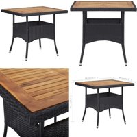 Garten-Esstisch Schwarz Poly Rattan und Massivholz Akazie - Gartentisch - Esstisch - Outdoortisch - Poly Rattan - Rattan Tisch - Home & Living Garten-Esstisch Schwarz Poly Rattan und Massivholz Akazie - Gartentisch - Esstisch - Outdoortisch - Poly Rattan - Rattan Tisch - Home & Living von VIDAXL