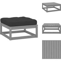 Garten-Fußhocker mit Grauen Kissen Massivholz Kiefer - Gartenfusshocker - Kiefernholz - Outdoor Möbel - Lounge Set - Gartenstuhl von VIDAXL