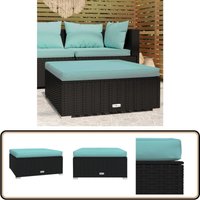 Vidaxl - Garten-Fußhocker mit Kissen Schwarz 70x70x30 cm Poly Rattan - Gartenstuhl - Lounge Möbel - Outdoor Sessel - Gartenfußhocker - Balkonmöbeln von VIDAXL