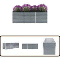 Garten-Hochbeet Verzinkter Stahl 240x80x77 cm Grau - Gartenhochbeet - Metallhochbeet - Stahlteich - Balkonbepflanzung - Terrasse Bepflanzung von VIDAXL