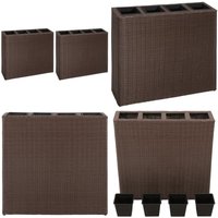 Vidaxl - Garten-Hochbeet mit 4 Töpfen 2 Stk. Poly Rattan Braun - Rattan Pflanzkübel - Outdoor Dekoration - Gartenmöbel - Terrassenpflanzen von VIDAXL
