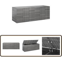 Vidaxl - Garten-Kissenbox pe Rattan 291x100,5x104 cm Grau - Gartenkiste - Außenschrank - Stauraum - Wetterfest - Rattan Möbel von VIDAXL