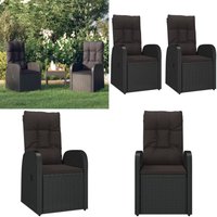Garten-Liegestühle 2 Stk. mit Auflagen Poly Rattan Schwarz - Gartenstuhl - Esszimmerstuhl - Outdoor Möbel - Rattan Gartenmöbel - Lounge Chair - Home von VIDAXL