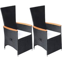 Vidaxl - Garten-Liegestühle 2 Stk. mit Auflagen Poly Rattan Schwarz von VIDAXL