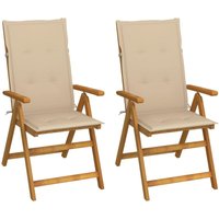 Vidaxl - Garten-Liegestühle 2 Stk. mit Kissen Akazie Massivholz 455138 von VIDAXL
