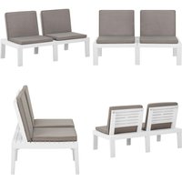 Vidaxl - Garten-Lounge-Bank mit Auflagen Kunststoff Weiß - Gartenbank - Lounge-Bank - Plastik Gartenmöbel - Weiße Gartenbank - Outdoor Möbel - Home & von VIDAXL