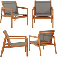 Vidaxl - Garten-Loungestuhl Grau Massivholz Eukalyptus und Textilene - Gartensessel - Gartenstuhl - Loungesessel - Esszimmerstuhl - Holzsessel - Home von VIDAXL