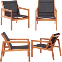 Garten-Loungestuhl Schwarz Massivholz Eukalyptus und Textilene - Gartensessel - Gartenstuhl - Loungesessel - Esszimmerstuhl - Holzsessel - Home & Garten-Loungestuhl Schwarz Massivholz Eukalyptus und Textilene - Gartensessel - Gartenstuhl - Loungesessel - Esszimmerstuhl - Holzsessel - Home & von VIDAXL
