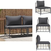 Garten-Mittelsofa mit Dunkelgrauen Kissen Poly Rattan - Gartenmöbeln - Outdoor Möbel - Lounge Set - Rattan Gartenmöbel - Polyethylen Gartenmöbel von VIDAXL