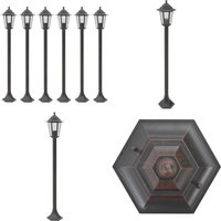 Garten-Pollerleuchte 6 Stk. E27 110 cm Aluminium Bronzefarben - Gartenlaterne - LED-Laterne - Außenstehleuchte - Außenbeleuchtung - Pollerleuchte von VIDAXL