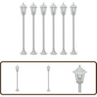 Vidaxl - Garten-Pollerleuchte 6 Stk. E27 110 cm Aluminium Weiß - Gartendekoration - Gartenbeleuchtung - LED-Strahler - Außenstehleuchte von VIDAXL