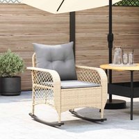 Vidaxl - Garten-Schaukelstuhl mit Kissen Beige Poly Rattan von VIDAXL