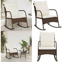 Garten-Schaukelstuhl mit Kissen Braun Poly Rattan - Gartenstuhl - Schaukelstuhl - Relaxsessel - Balkonmöbel - Gartenlounge - Home & Living von VIDAXL