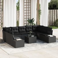 Vidaxl - Garten Sofa Set Set von 10 Schwarz Rattan, Polyester, Stahl Vidaxl - Garten Sofa Set Set von 10 Schwarz Rattan, Polyester, Stahl von VIDAXL
