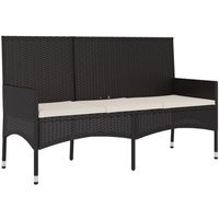 Gartenbank 3-Sitze Doppelsitzbankr mit Kissen Schwarz Poly Rattan vidaXL von BONNEVIE