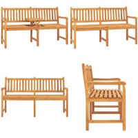 Vidaxl - Gartenbank 3-Sitzer mit Tisch 150 cm Massivholz Teak - Gartenbank - Teakholz Gartenmöbel - Ausziehbarer Tisch - Outdoor Möbel - Wetterfest von VIDAXL