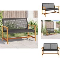 Gartenbank Schwarz 112 cm Poly Rattan und Akazienholz - Gartenzubehör - Gartenbank - Outdoormöbel - Balkonmöbel - Sonnenschutz von VIDAXL
