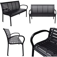 Vidaxl - Gartenbank Schwarz 116 cm Stahl und wpc - Gartenbank - Stahlgestell - wpc Bank - Gartenmöbel - Außengarten - Home & Living von VIDAXL