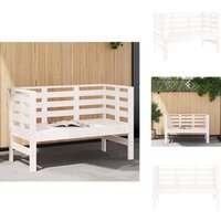 Gartenbank Weiß 111,5x53x71 cm Massivholz Kiefer - Gartenbank - Holzmöbel - Gartenmöbel - Terrassenmöbeln - Outdoor Möbel von VIDAXL