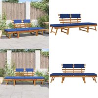 Gartenbank mit Auflagen 2-in-1 190 cm Massivholz Akazie - Gartenzubehör - Gartenbank - Holz Gartenbank - Akasie Möbel - Gartenmöbel Set - Home & von VIDAXL