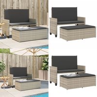 Gartenbank mit Kissen und Hocker Hellgrau Poly Rattan - Gartenbank - Outdoor Furniture - Lounge Set - Rattan Gartenmöbel - Gartenstuhl - Home & Living von VIDAXL