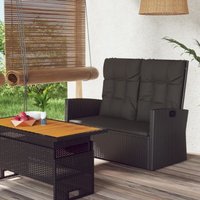 Gartenbank mit Liegefunktion & Kissen Schwarz 118cm Poly Rattan - Vidaxl von VIDAXL
