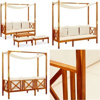 Vidaxl - Gartenbank mit Tisch & Fußhockern Massivholz Akazie - Holzbank - Gartenbank - Esszimmergarnitur - Outdoor Möbel - Balkonmöbeln - Home & von VIDAXL