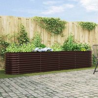 Garten-Hochbeet Braun 400 x 80 x 81 cm Stahl Vidaxl von VIDAXL