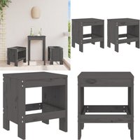 Vidaxl - Gartenhocker 2 Stk. Grau 40x36x45 cm Massivholz Kiefer - Gartenhocker - Kiefernholz Möbel - Gartenstuhl - Terrassentisch - Outdoor Furniture von VIDAXL