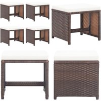 Vidaxl - Gartenhocker 4 Stk. mit Kissen Braun Poly Rattan - Gartenhocker - Poly Rattan - Gartenmöbel - Balkonmöbel - Esszimmerstuhl - Home & Living von VIDAXL