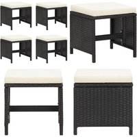 Vidaxl - Gartenhocker 4 Stk. mit Kissen Schwarz Poly Rattan - Gartenstuhl - Poly Rattan - Gartenmöbeln - Esszimmerstuhl - Balkonmöbel - Home & Living von VIDAXL