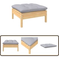 Gartenhocker mit Grauem Kissen Massivholz Kiefer - Gartenstuhl - Sitzgelegenheit - Outdoor Möbel - Lounge Set - Gartenlounge von VIDAXL