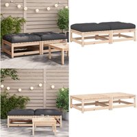 Gartenhocker mit Kissen 2 Stk. Massivholz Kiefer - Gartenhocker - Holz Gartenmöbel - Kiefernholz Möbel - Lounge Set - Gartenlounge - Home & Living von VIDAXL