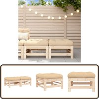 Gartenhocker mit Kissen 2 Stk. Massivholz Kiefer - Gartenhocker - Kiefernholz Möbel - Lounge Set - Gartenmöbel - Terrassentisch von VIDAXL