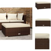 Gartenhocker mit Kissen Braun 70x70x30 cm Poly Rattan - Gartenzubehör - Gartenstuhl - Outdoor Möbel - Lounge Set - Gartenfußhocker von VIDAXL