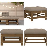 Gartenhocker mit Kissen Honigbraun Massivholz Kiefer - Gartenhocker - Holzstuhl - Lounge Möbel - Esszimmerstühle - Balkonmöbeln - Home & Living von VIDAXL