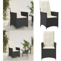 Vidaxl - Gartensessel Verstellbar mit Kissen Schwarz Poly Rattan - Gartenstuhl - Relaxsessel - Loungesessel - Outdoor Möbel - Gartenmöbel - Home & von VIDAXL