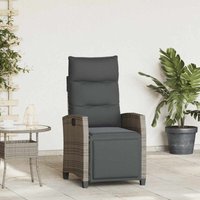 Vidaxl - Gartensessel mit Beistelltisch Verstellbar Grau Poly Rattan Vidaxl - Gartensessel mit Beistelltisch Verstellbar Grau Poly Rattan von VIDAXL