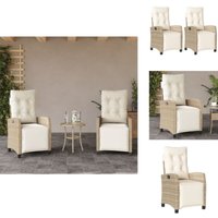 Vidaxl - Gartensessel mit Fußteil 2 Stk. Verstellbar Beige Poly Rattan - Gartenstuhl - Liegesessel - Rattan Sessel - Gartenmöbel - Balkon Möbel von VIDAXL